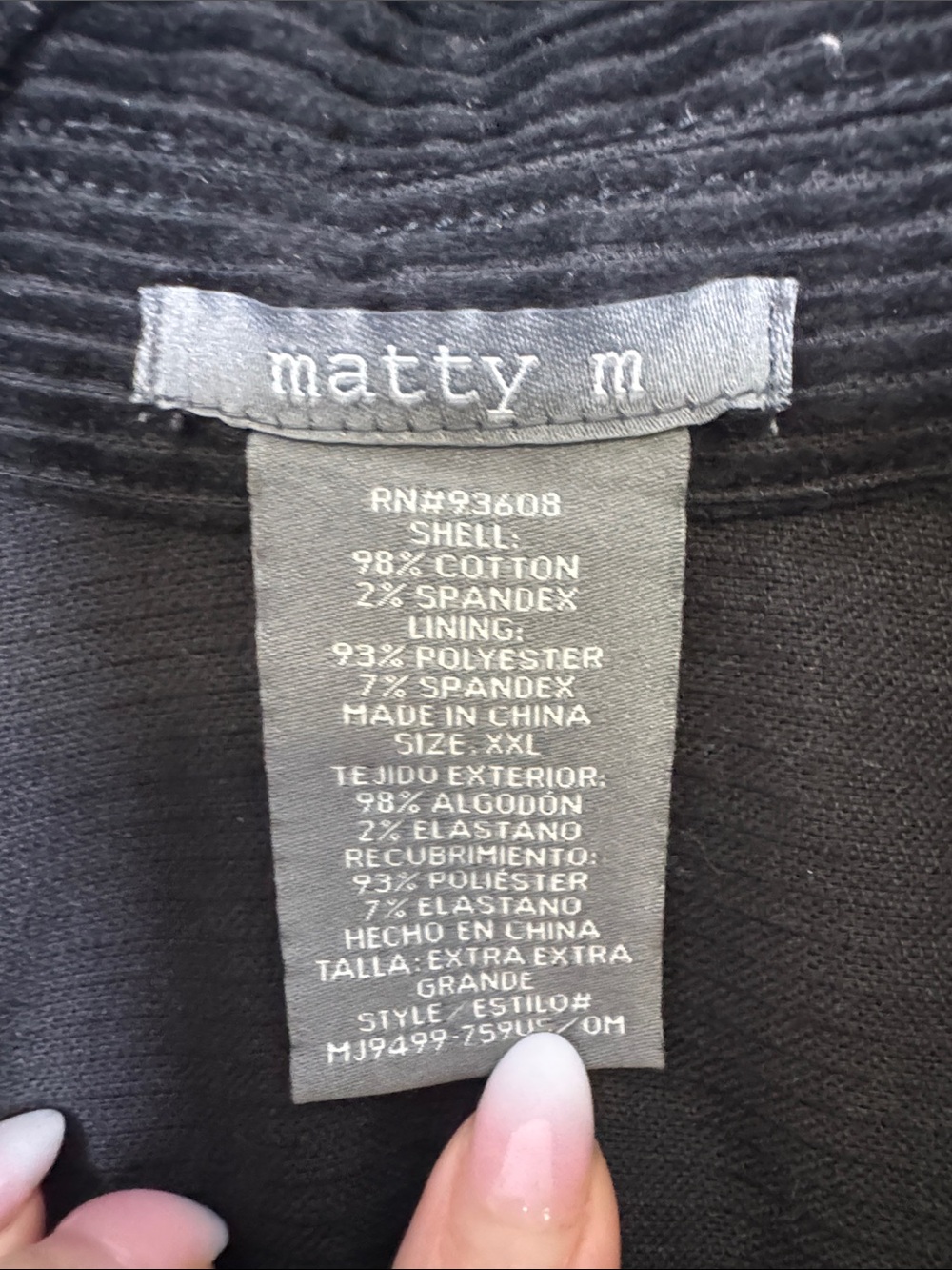 Vintage Matty M Black Corduroy Oversized Shirt Jacket Shacket XXL Button Front - Picture 2 of 6